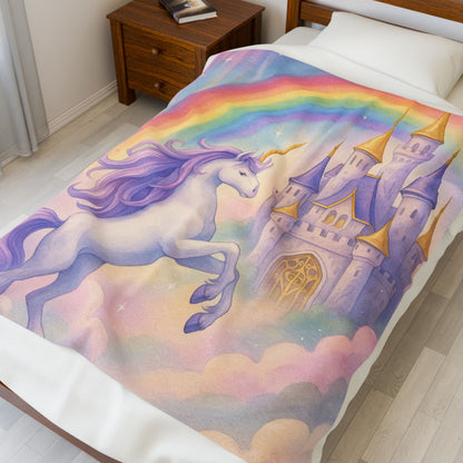 Unicorn Fantasy Plush Blanket, Cozy Kids Blanket, Dreamy Nursery Decor, Magical Gift for Birthdays, Rainbow Blanket for Girls