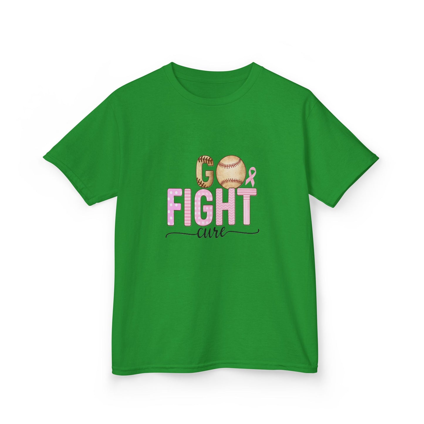 Go Fight Cure Baseball Pink Ribbon Kids Christmas Tee