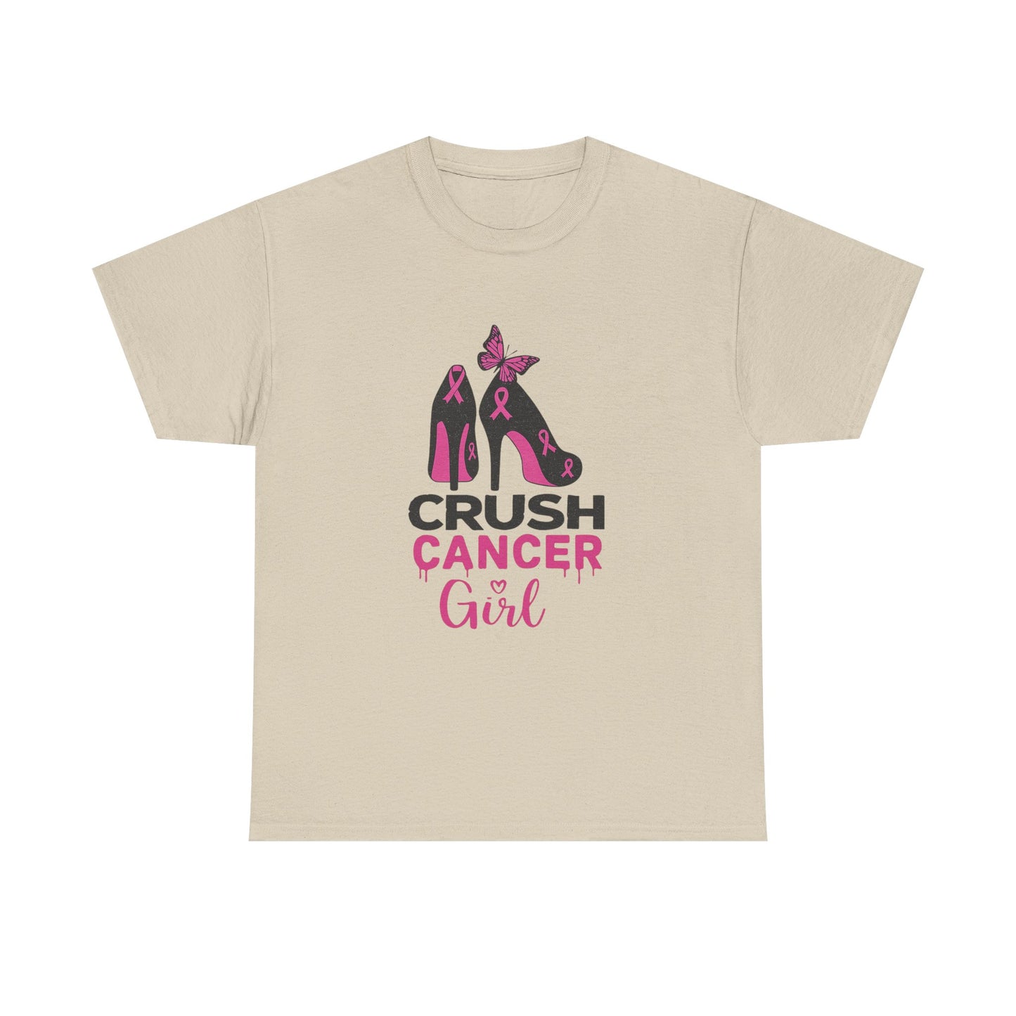 Crush Cancer Girl Tee: High Heels, Pink Ribbon, Hope
