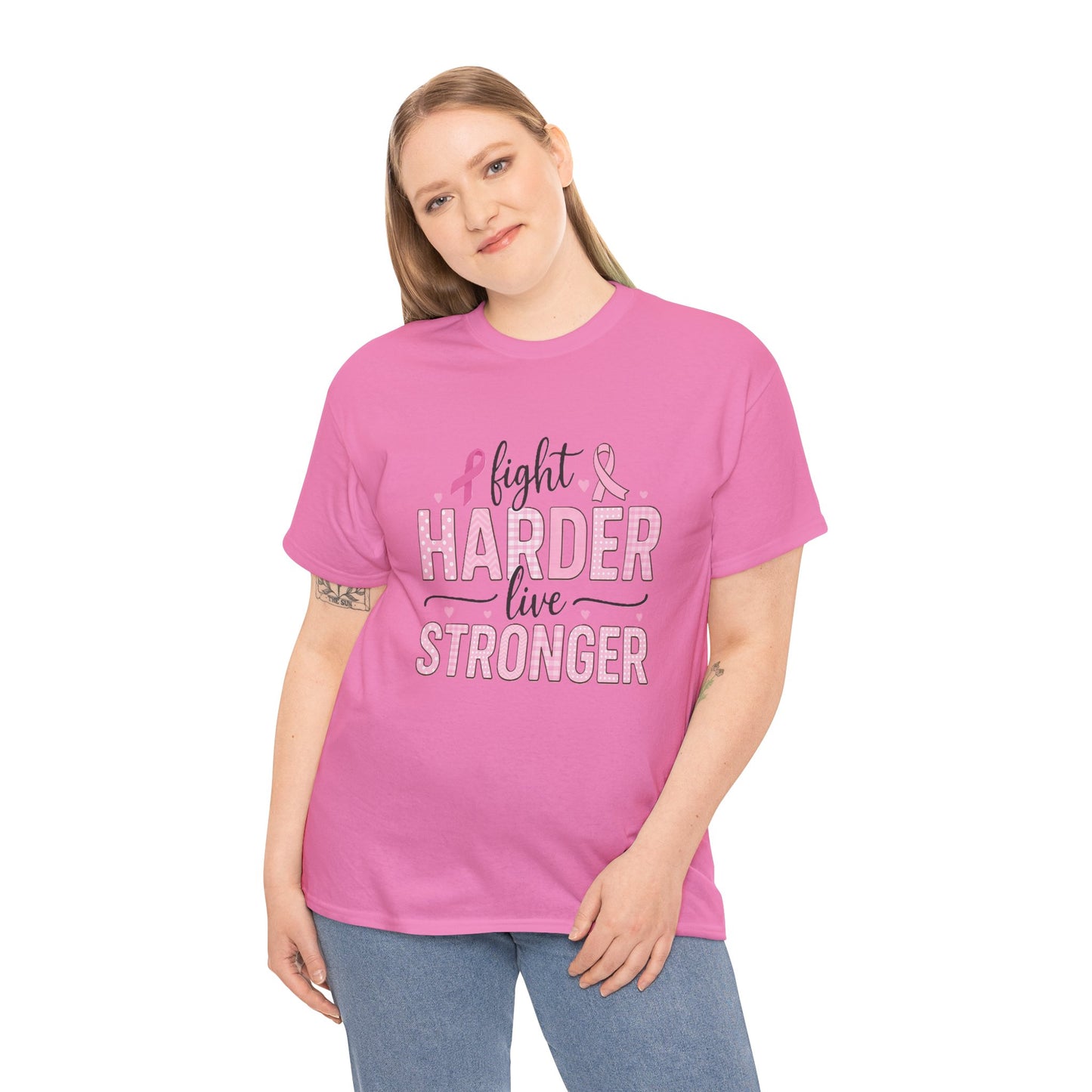 Fight Harder Live Stronger Breast Cancer Tee