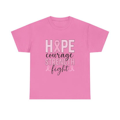 Hope, Courage & Strength Pink Ribbon Awareness Tee