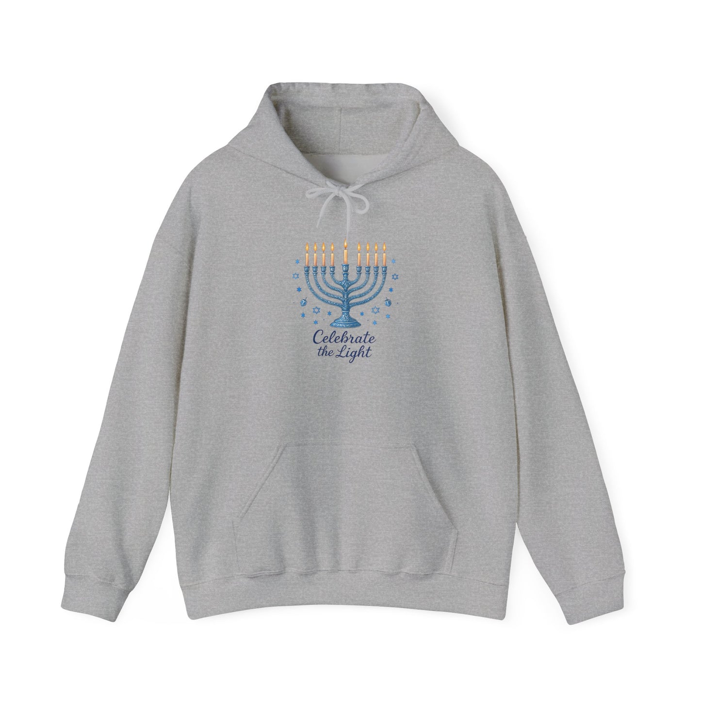 Hanukkah Menorah Hoodie - "Celebrate the Light" Holiday Sweatshirt