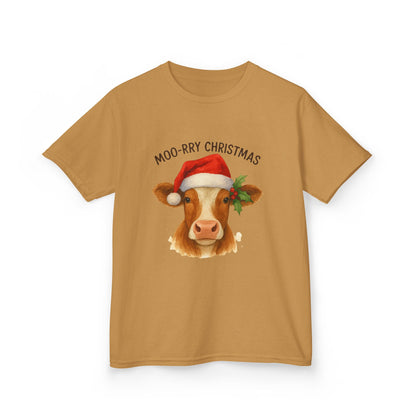 Moo-rry Christmas Dino Tee - Kids Holiday Shirt