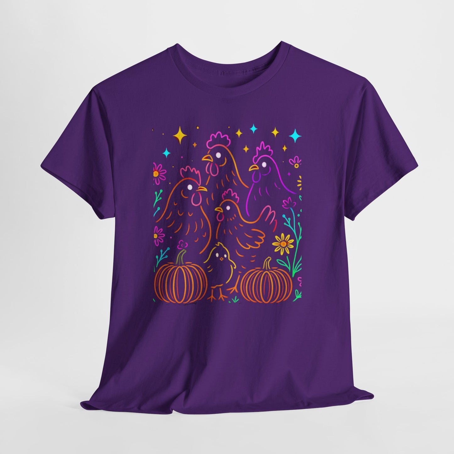 Autumn Glow Chicken Tee – Colorful Farmhouse Pumpkin Shirt
