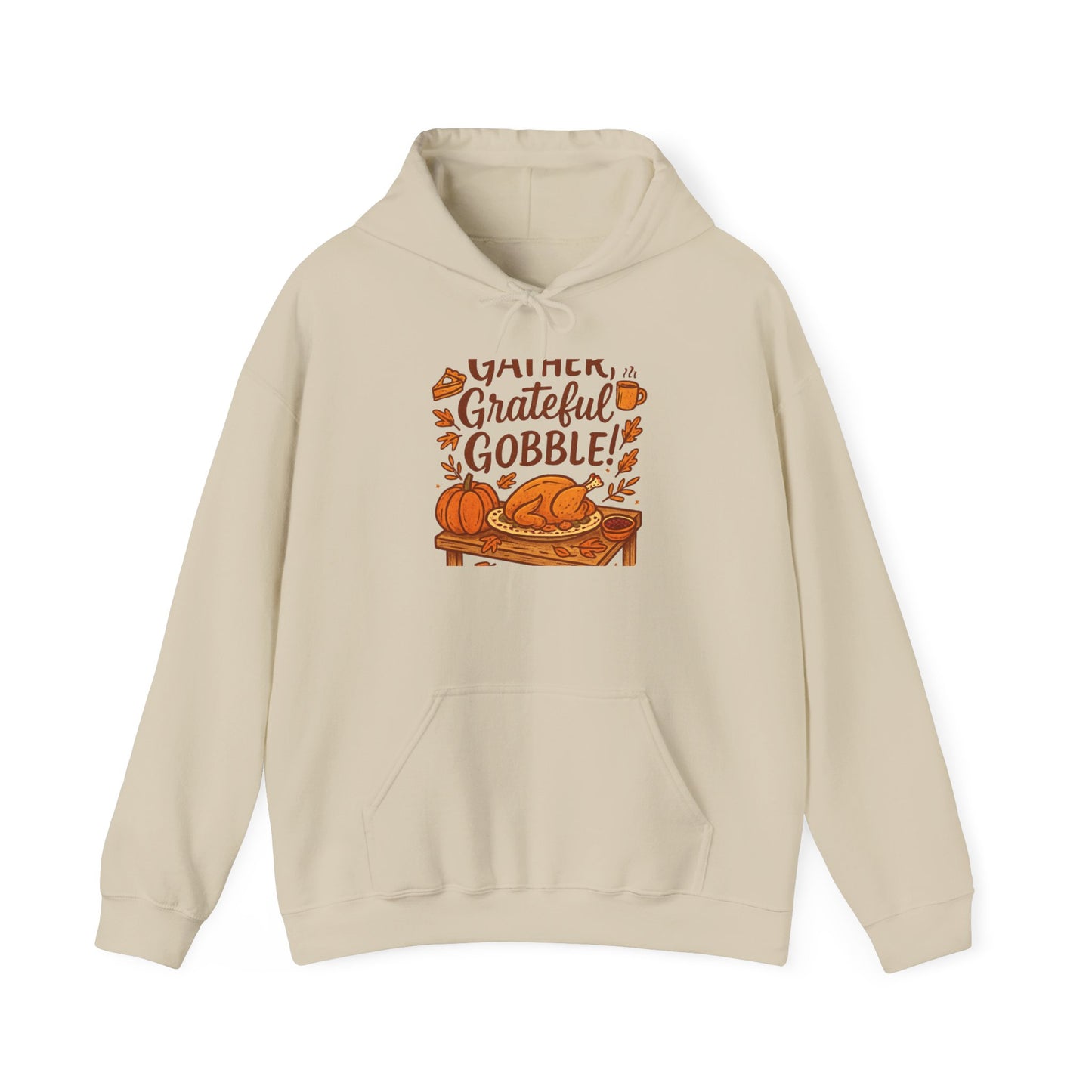 Thankful Grateful Gobble Thanksgiving Hoodie — Cozy Fall Turkey Sweatshirt