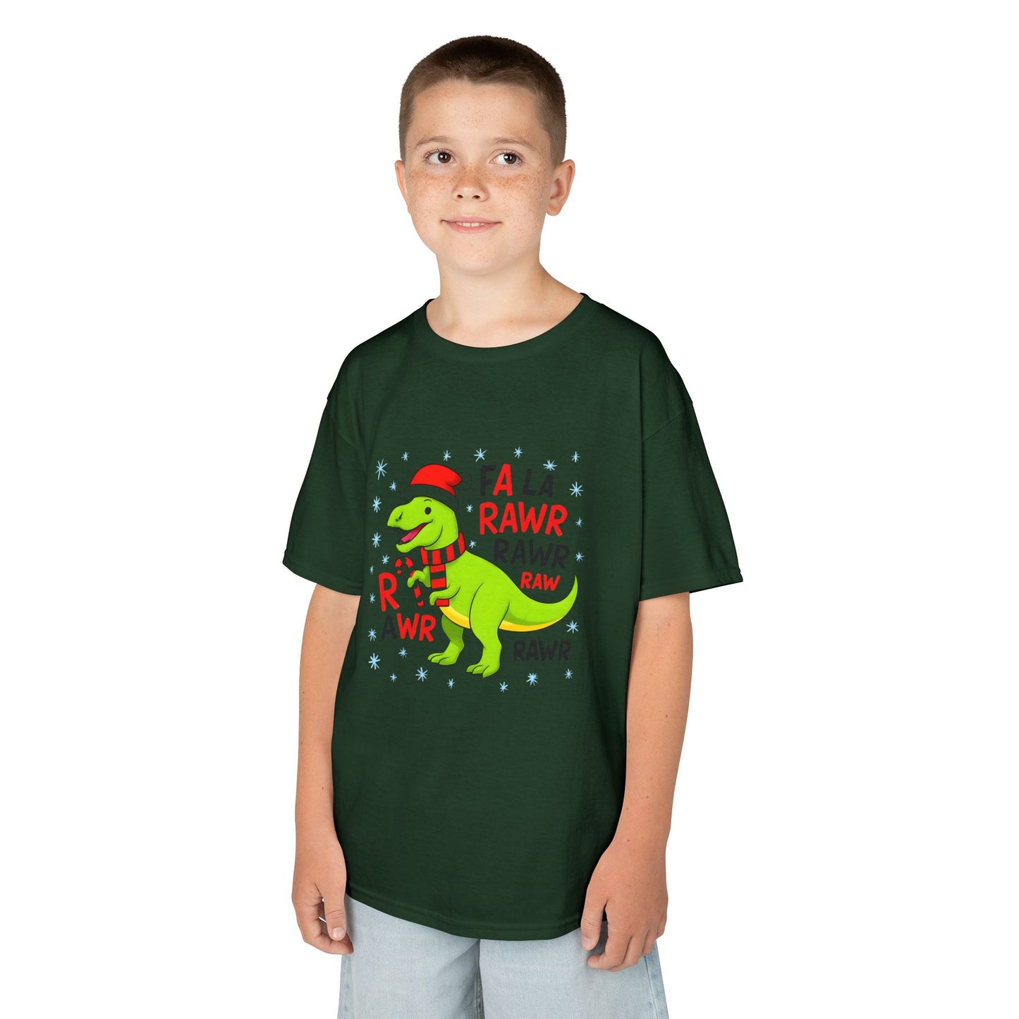Holiday Dinosaur Kids Tee, Christmas Shirt, Fun Dinosaur T-Shirt, Kids Party Outfit, Cute Graphic Tee, Gift for Kids