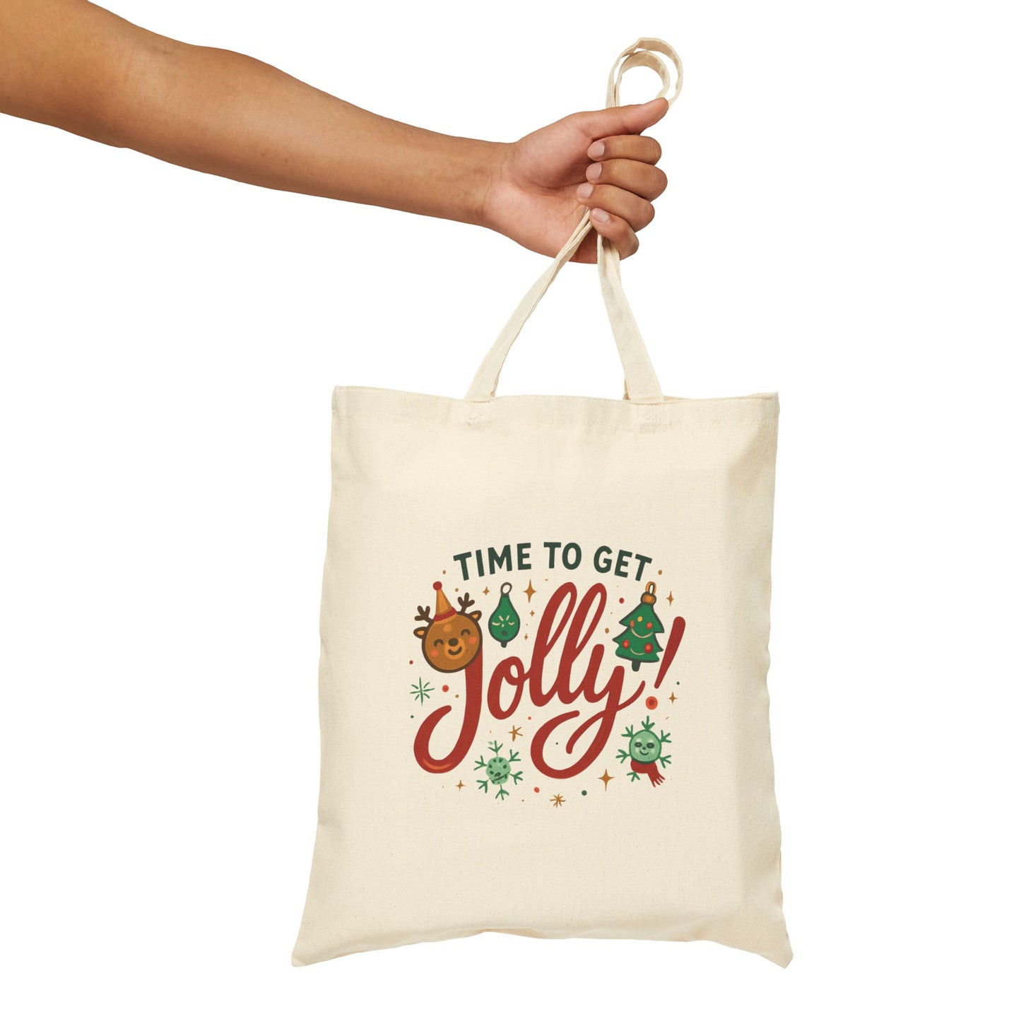 Tote Bag — 'Time to Get Jolly!' Christmas Canvas Tote