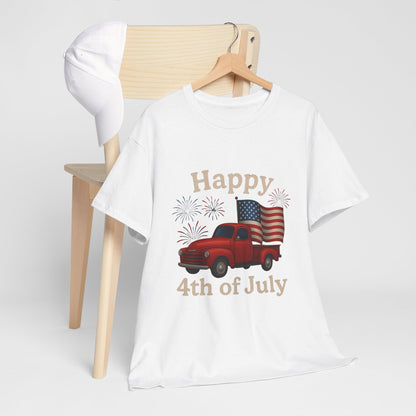 🚙 Happy 4th of July Truck Tee – Patriotic Vintage Pickup Shirt