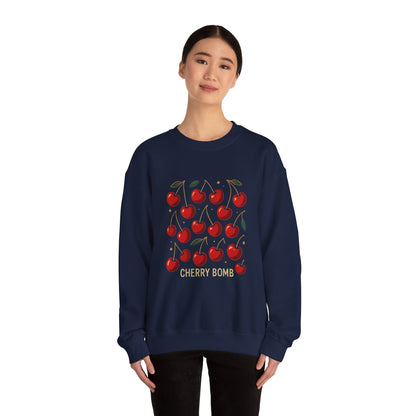 Cherry Bomb Crewneck Sweatshirt — Retro Cherry Graphic Pullover