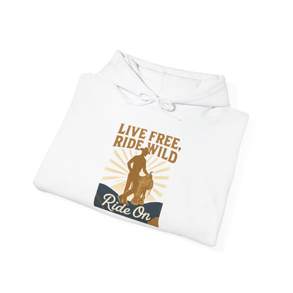 Ride Wild Hoodie — Retro Cowboy "Ride On" Graphic Sweatshirt