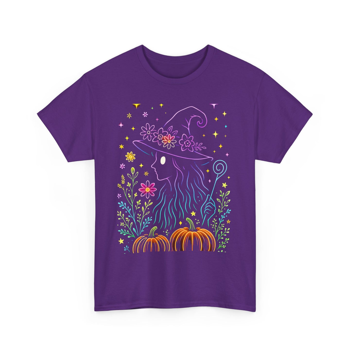 🌙 Whimsical Witch Cat Tee – Magical Halloween Pumpkin Shirt