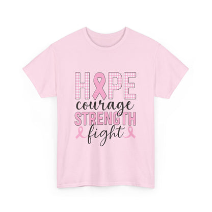 Hope, Courage & Strength Pink Ribbon Awareness Tee
