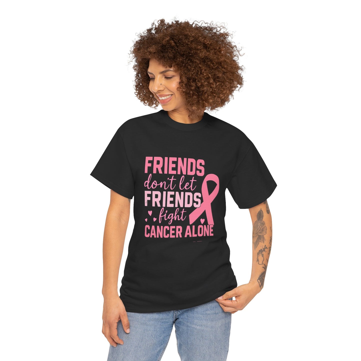 Friends Fight Cancer Together Pink Ribbon Tee