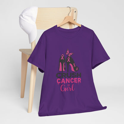 Crush Cancer Girl Tee: High Heels, Pink Ribbon, Hope