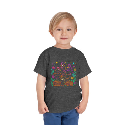 Toddler Halloween Tee - Playful Chickens & Pumpkins Design