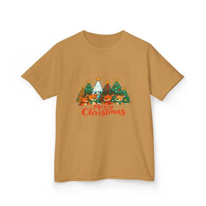 Merry Christmas Reindeer & Dino Trees Kids Tee