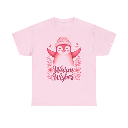 Warm Wishes Pink Penguin Tee - Holiday Tee