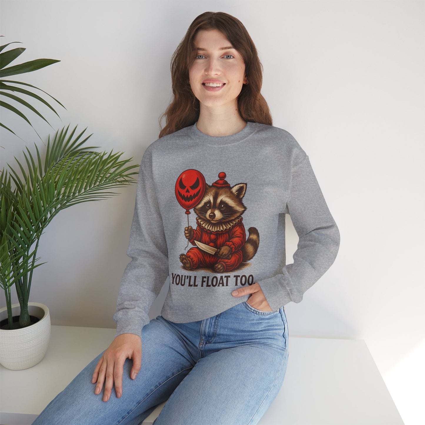 Creepy Clown Raccoon Halloween Sweatshirt