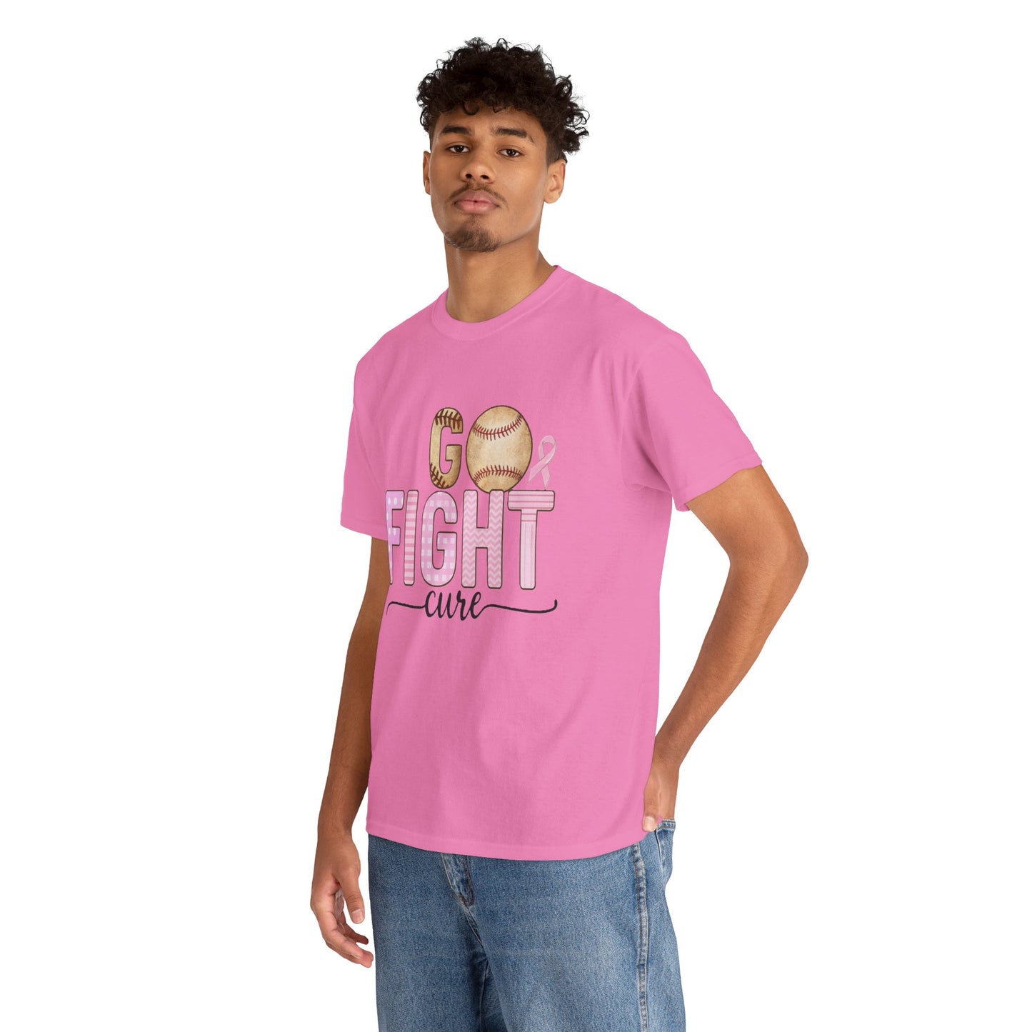 Go Fight Cure Baseball Pink Ribbon Awareness Tee