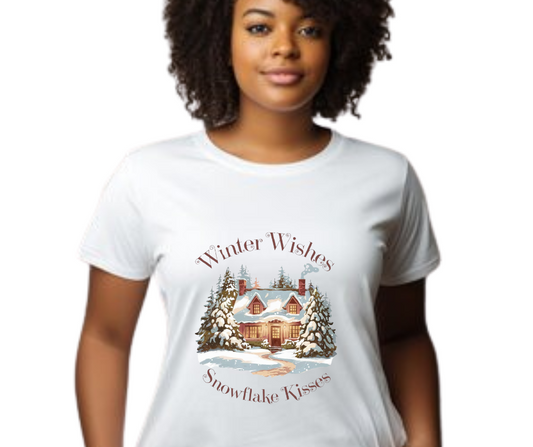 Winter Wishes Snowflakes Kisses Adult T-Shirt