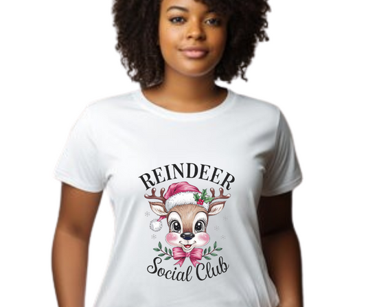 Reindeer Social Club Christmas Adult T-Shirt