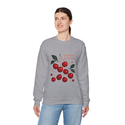 Cherry Coated Crewneck Sweatshirt — Retro Cherry Graphic Pullover