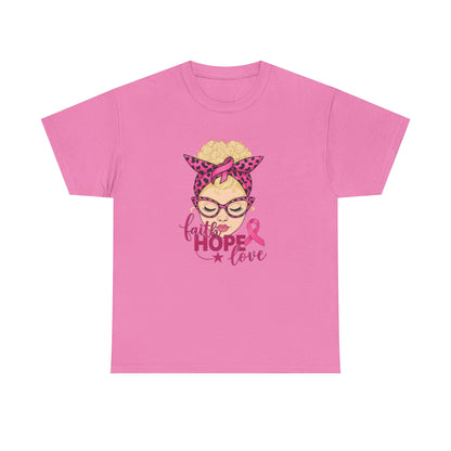 Hope Love Pink Ribbon Tee - Breast Cancer Awareness