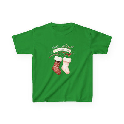 Dino Stocking Christmas Tee - Kids Holiday Shirt