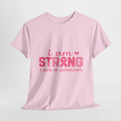 I AM STRONG - Pink Ribbon Breast Cancer Awareness Tee