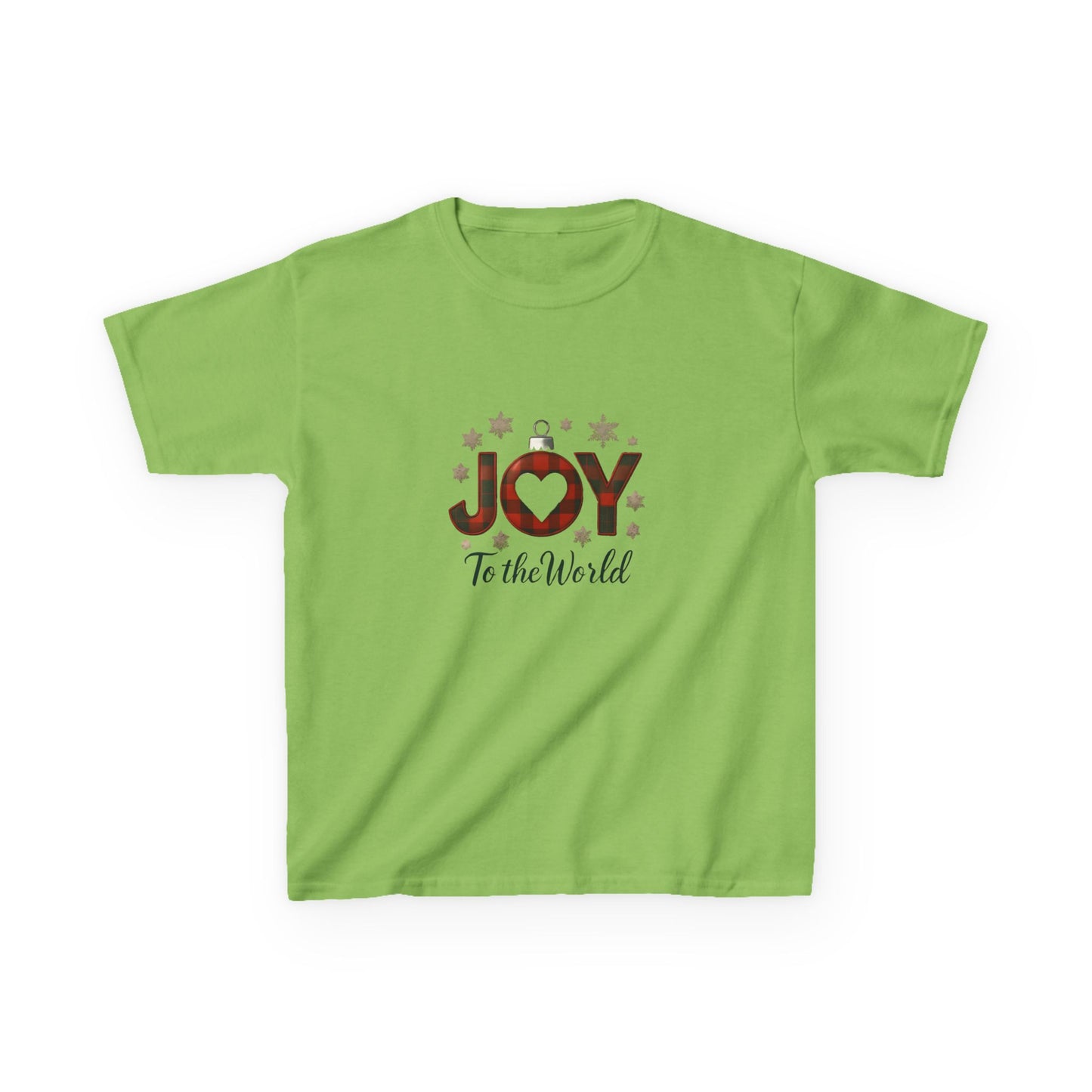 JOY Dinosaur Christmas Tee - Plaid Ornament Dino Shirt