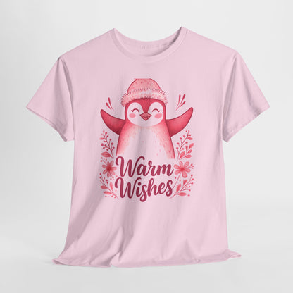 Warm Wishes Pink Penguin Tee - Holiday Tee