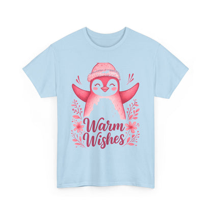 Warm Wishes Pink Penguin Tee - Holiday Tee