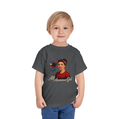Toddler Tee All American Girl Patriotic Floral Shirt