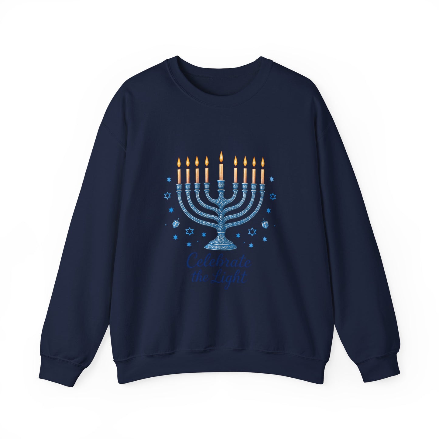 Hanukkah Menorah Sweatshirt - "Celebrate the Light" Holiday Crewneck