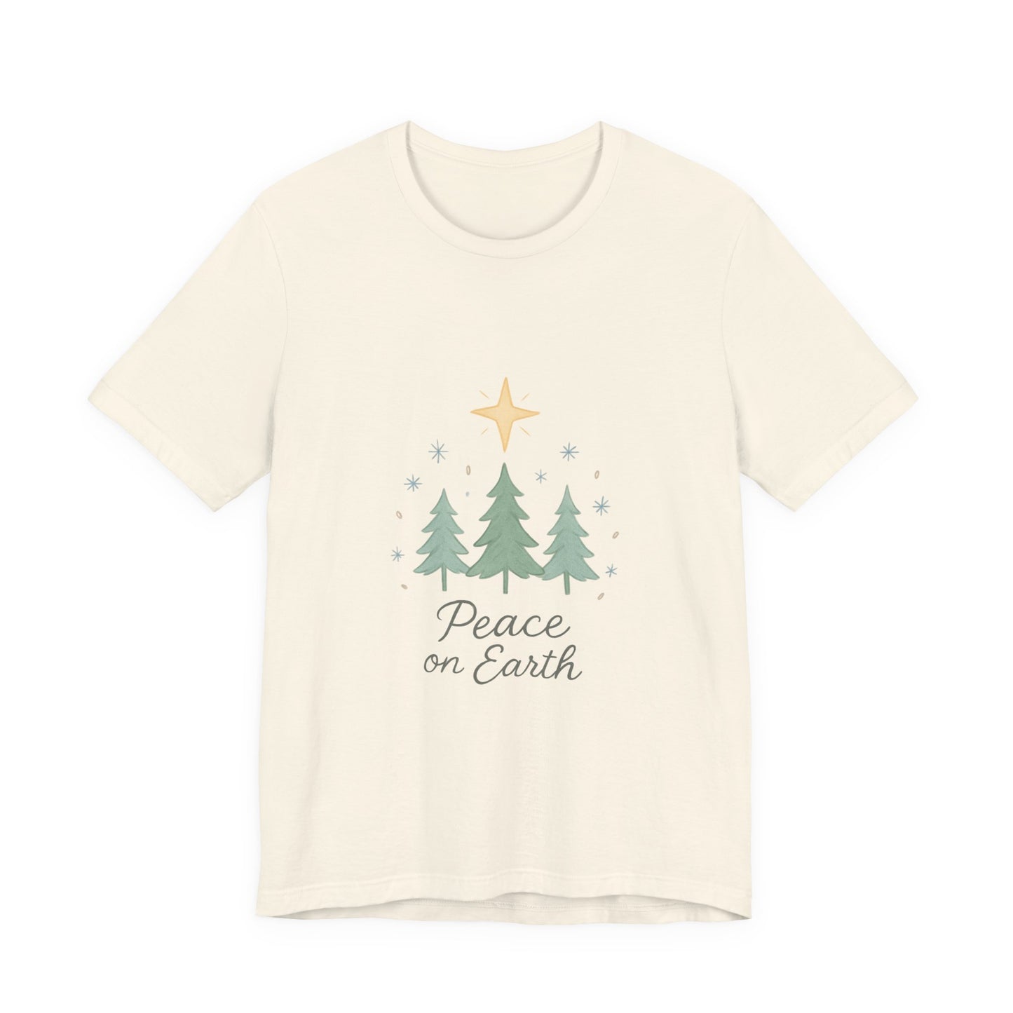 Peace on Earth Christmas Tee — Holiday Pine Tree Graphic Shirt