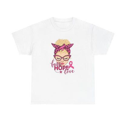 Hope Love Pink Ribbon Tee - Breast Cancer Awareness