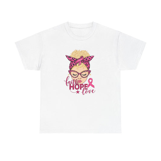 Hope Love Pink Ribbon Tee - Breast Cancer Awareness