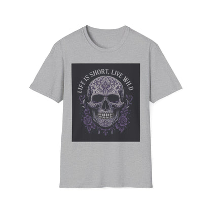 Skull Graphic T-Shirt: Live Wild, Unisex Style for Everyday Wear, Casual Outfit, Gift for Friends, Music Festivals, Halloween