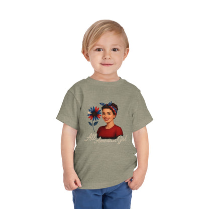 Toddler Tee All American Girl Patriotic Floral Shirt