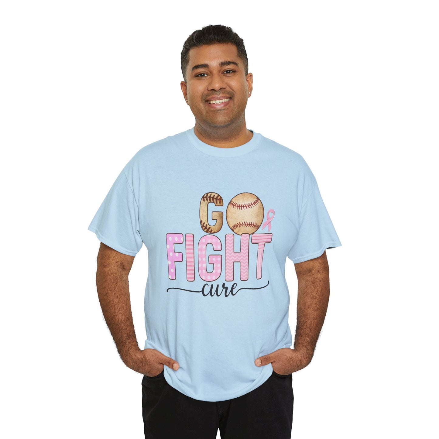 Go Fight Cure Baseball Pink Ribbon Awareness Tee
