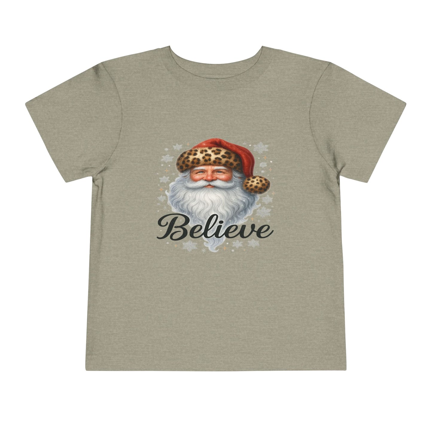Believe Santa Leopard Print Toddler Christmas Tee
