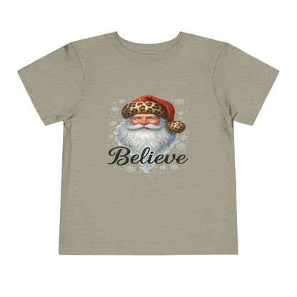 Believe Santa Leopard Print Toddler Christmas Tee