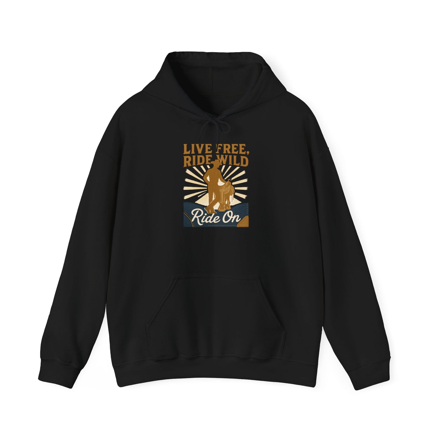 Ride Wild Hoodie — Retro Cowboy "Ride On" Graphic Sweatshirt