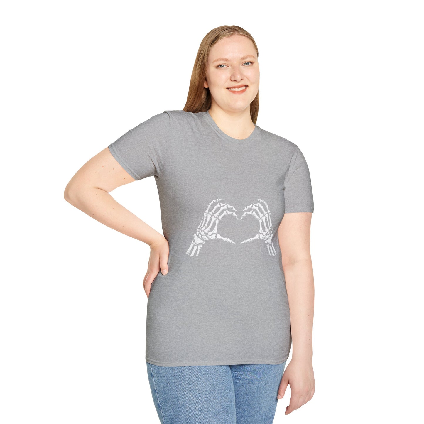 Skull Heart T-Shirt - Unisex Graphic Tee for Halloween, Love, Gifts, Casual Wear, Skeleton