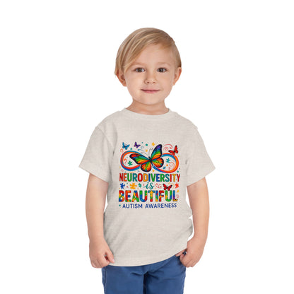 Toddler Tee - Neurodiversity is Beautiful Butterfly Rainbow Puzzle Piece Tee