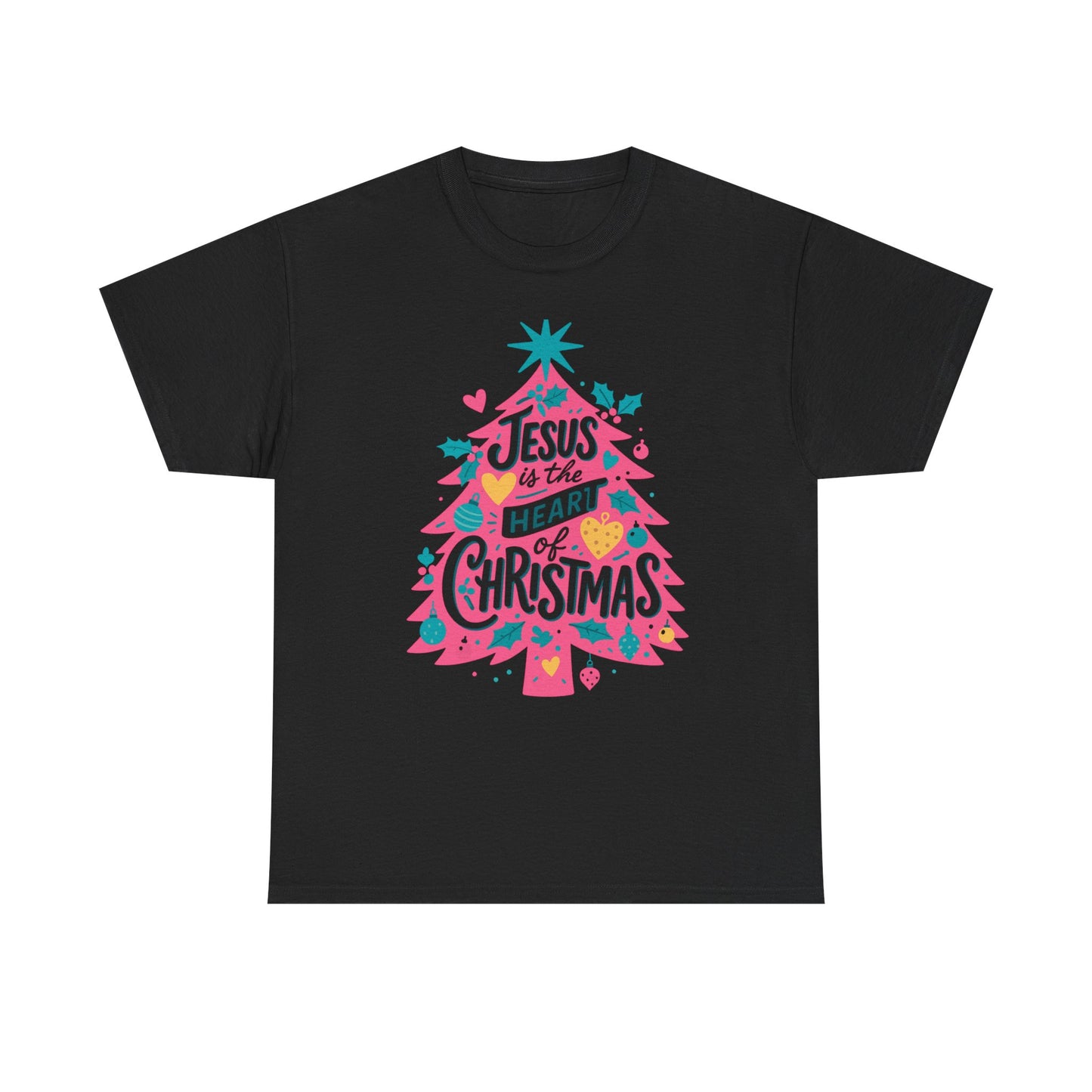 Jesus is the Heart of Christmas Pink Tree Tee