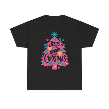 Jesus is the Heart of Christmas Pink Tree Tee