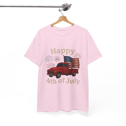 🚙 Happy 4th of July Truck Tee – Patriotic Vintage Pickup Shirt