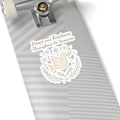 Peace and Kindness Dove Sticker — Kiss-Cut Inspirational Laptop Sticker