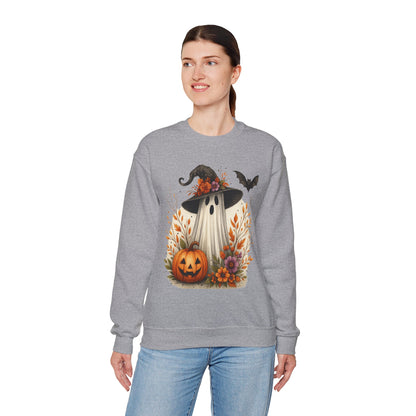 Halloween Ghost Crewneck Sweatshirt, Cozy Fall Apparel, Cute Ghost Design, Pumpkin Sweatshirt, Unisex Halloween Gift